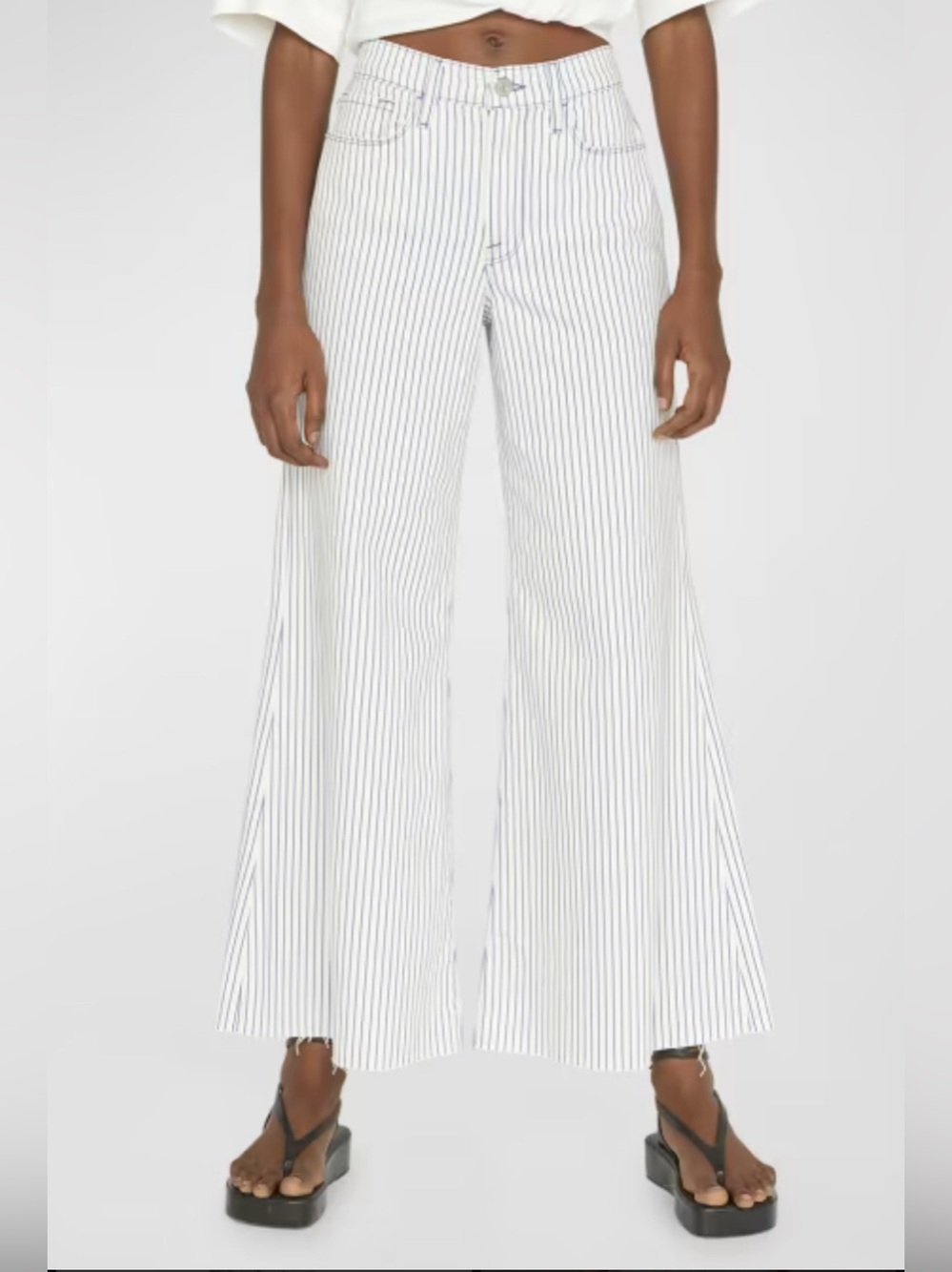 FRAME Le Palazzo Crop Jeans in "Cobalt Multi" Stripe Size 25